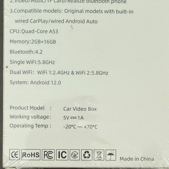 Wireless Car Video Box Android 12.0 Black - Picture 3 of 4